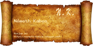 Németh Kabos névjegykártya